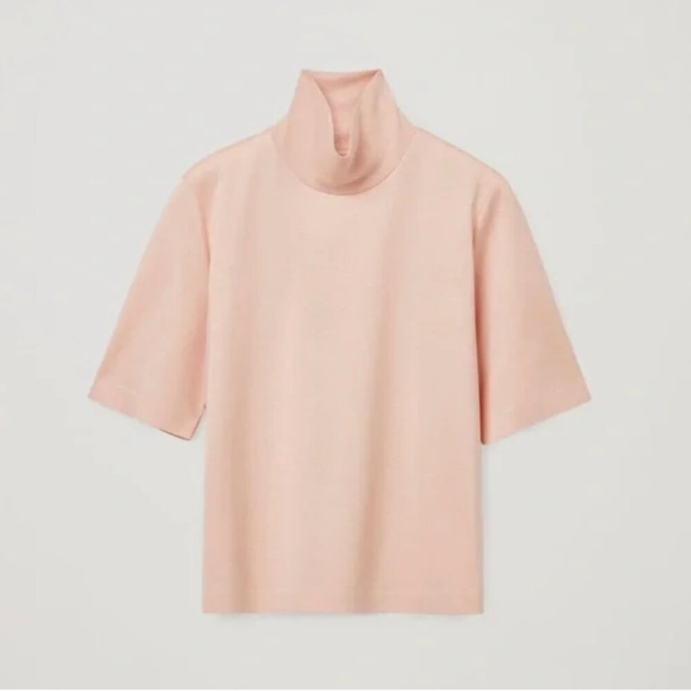 Like New COS - Mock Turtleneck in Blush Pink Cotton Sateen - M